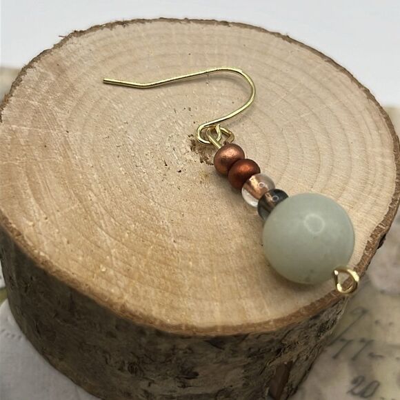 Set of (3) Gold-Tone Handmade Earrings  (1 hoop) (2) Beaded w/ Fish Hooks) - Picture 8 of 11